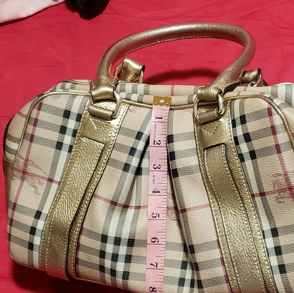 BURBERRY Plaid and Gold Metallic Handbag - Picture 15 of 16